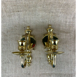 BrassCrafters Wall Mounted Solid Brass Candle Holders Made in Portugal Set of 2